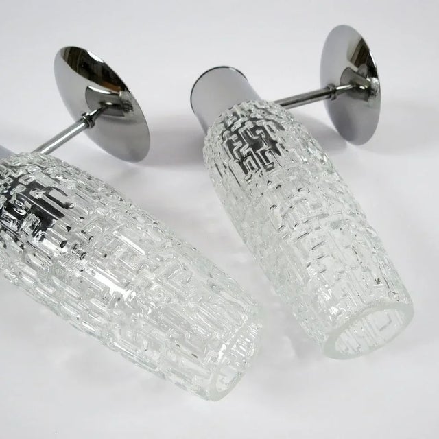 1960s Glass and Chrome Metal Wall Lamps, 1960s, Set of 2 For Sale - Image 5 of 8