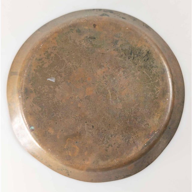 Metal Mid-Century Modern Abstract Enamel Bronze Catchall Dish With Birds For Sale - Image 7 of 8