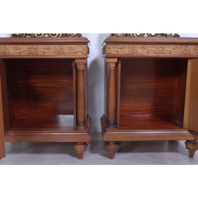 Art Nouveau Green Marble Top Nightstands, Set of 2 For Sale - Image 15 of 17