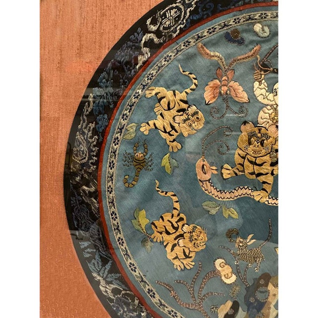 Framed Antique Chinese Qing Dynasty Embroidery 24lp126 For Sale - Image 4 of 8