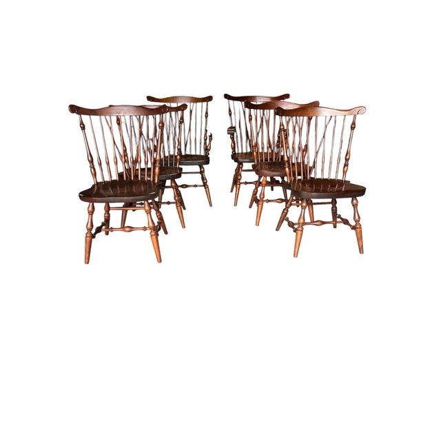 Vintage Ethan Allen Old Tavern Fiddle Back Chairs – Excellent Condition For Sale - Image 10 of 12