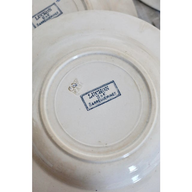 Deep Iron Earthenware Plates Model Luchon from Sarreguemines, 1890s, Set of 6 For Sale - Image 3 of 10