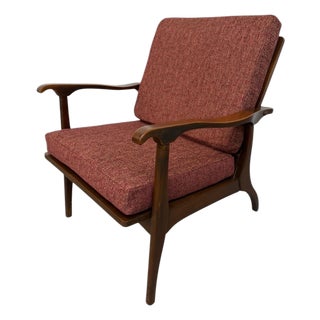 Mid-Century Modern Walnut Arm Chair - Reupholstered! For Sale