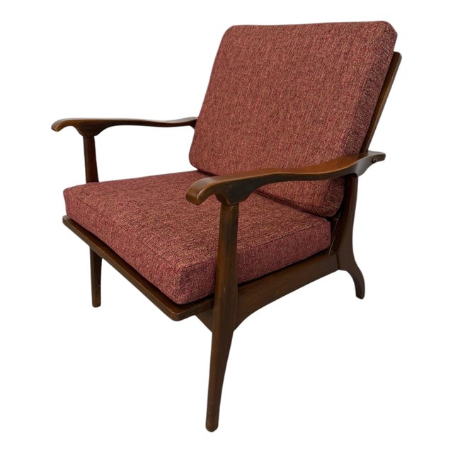 Mid-Century Modern Walnut Arm Chair - Reupholstered! For Sale
