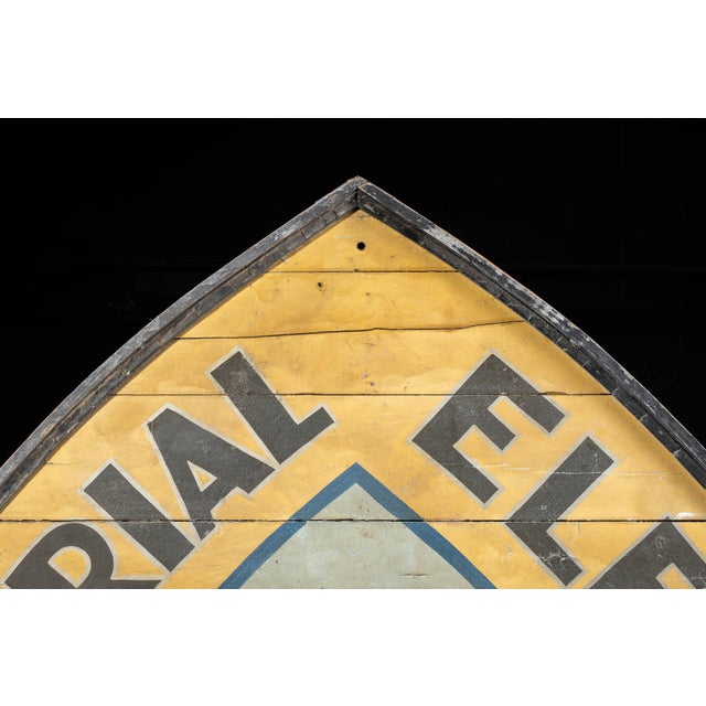Early 20th Century Oversize Antique Industrial Electric Service Hand-Painted Wooden Sign For Sale - Image 5 of 15
