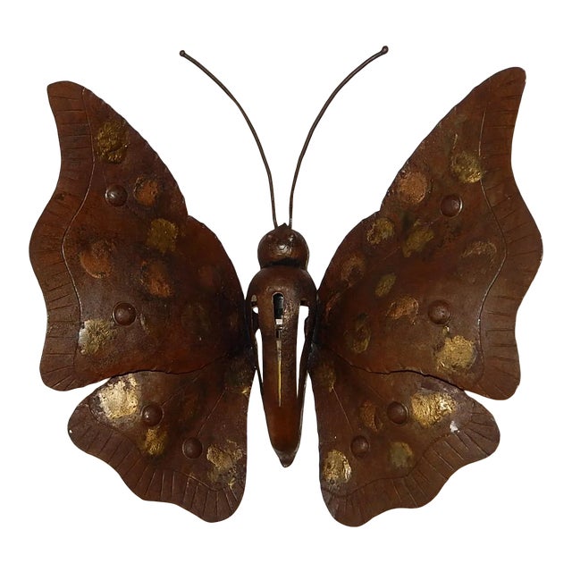 Midcentury Italian Brutalist Wrought Iron Butterfly Sconce For Sale