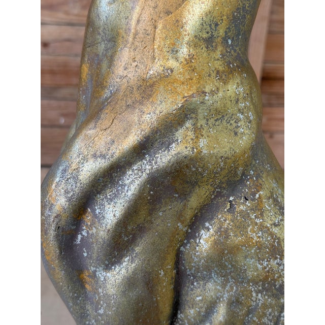 A striking vintage cast resin greyhound sculpture Statue featuring an elegant, elongated form and a softly aged gilt...