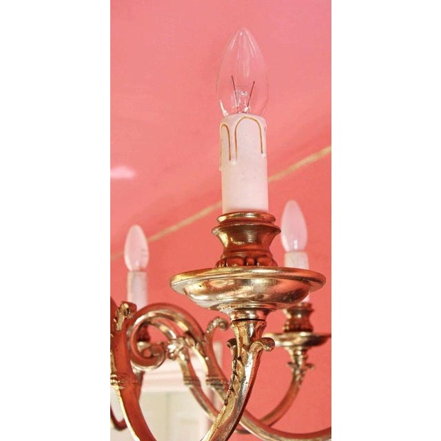 2000 - 2009 Polished Brass 8-Armed Chandelier For Sale - Image 5 of 5