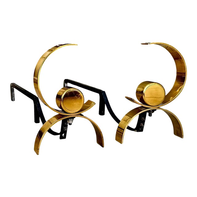 Pair of Mid-Century Modern Donald Deskey Andirons For Sale