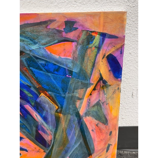 Blue Acrylic on Canvas Abstract Painting, Circa 2014 For Sale - Image 8 of 12