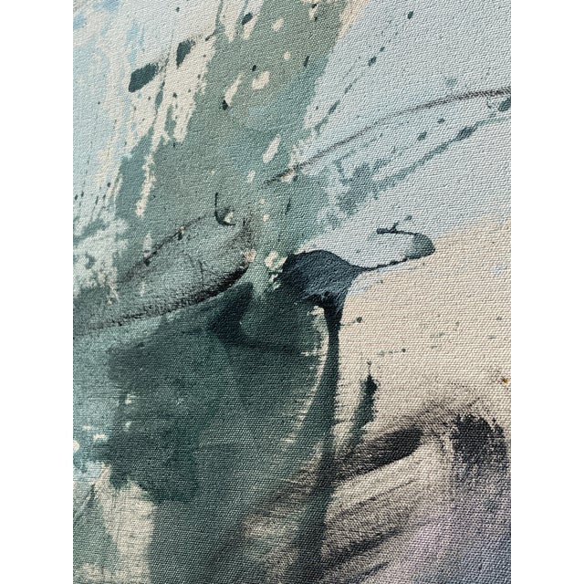 Forest Green "Sings My Soul" Oversized Lyrical Abstraction Painting in Dark Green and Blue by Stacey Warnix For Sale - Image 8 of 15