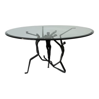 80's Salvino Marsura - Style Sculptural Brutalist Metal Dining Table For Sale