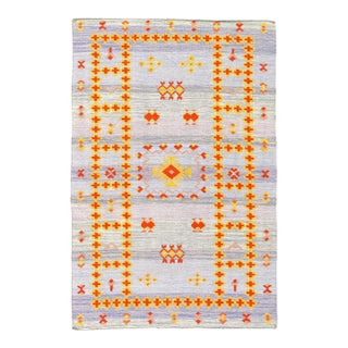 Fine Hand Knotted Flat Weave Moroccan Rug For Sale