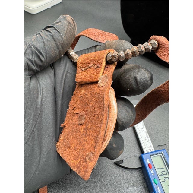 1970s Himba Tribe Necklace, Leather, Shell, Iron For Sale - Image 12 of 15