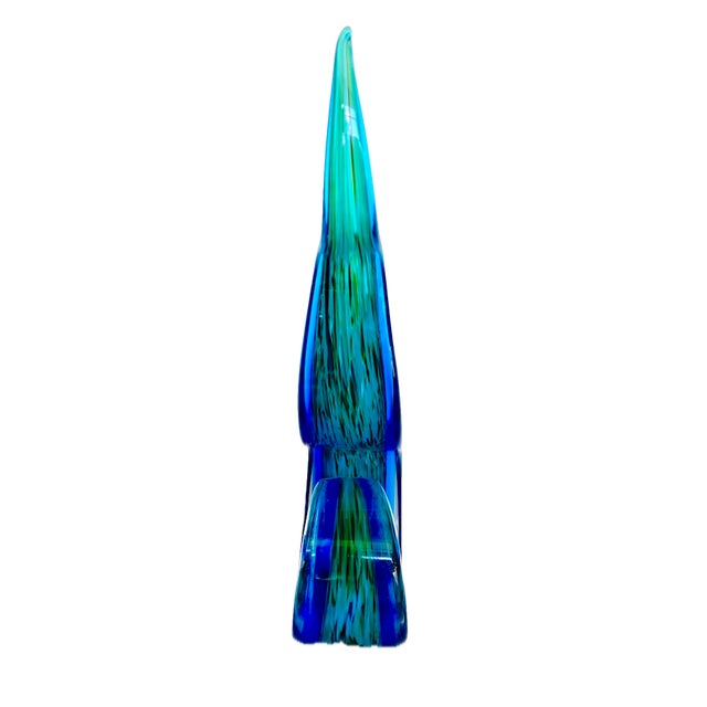 Late 20th Century Vintage Green & Blue Abstract Glass Sculpture For Sale - Image 5 of 9