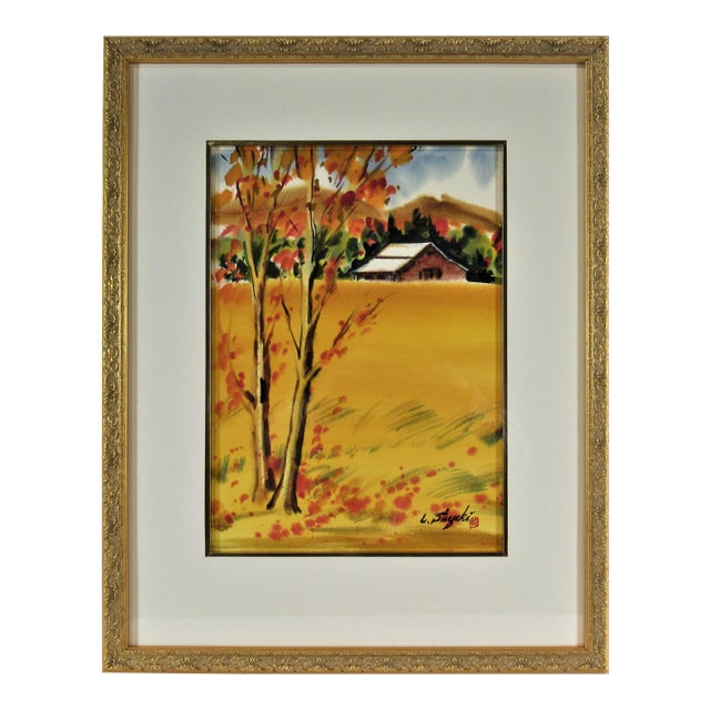Lewis Suzuki, Landscape with Barn, Circa 1970 For Sale