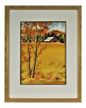 Lewis Suzuki, Landscape with Barn, Circa 1970