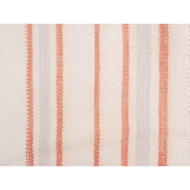 1970s Vintage Handmade Wool Cotton White Runner Rug For Sale - Image 4 of 11