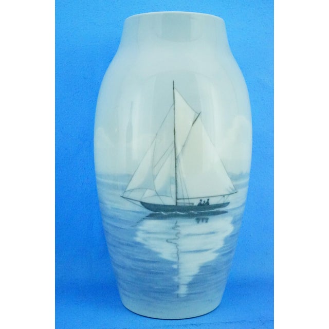 20th Century Danish Porcelain Model 8552-243 Vase with Sailing Ship by Bing & Grøndahl, Denmark, 1920s For Sale - Image 6 of 18