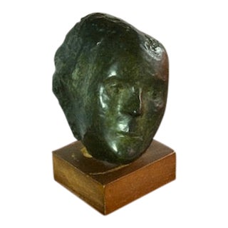 Mid-20th Century Bronze Head: Sculpture of a Girl For Sale