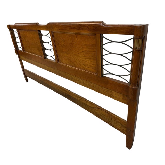 Mid-Century Modern Vintage Italian Cherry Wood King Size Headboard For Sale - Image 3 of 7