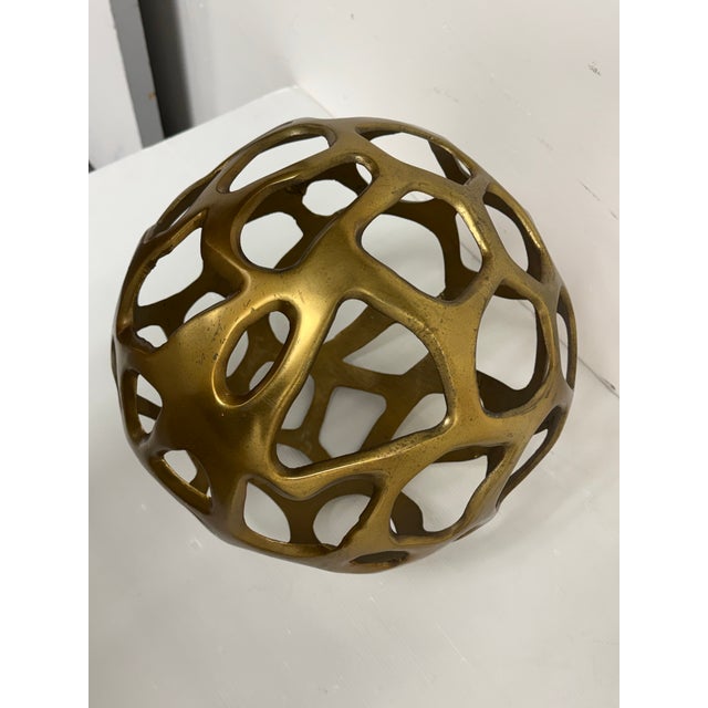 Z Gallerie Gold Metal Sphere For Sale - Image 4 of 12