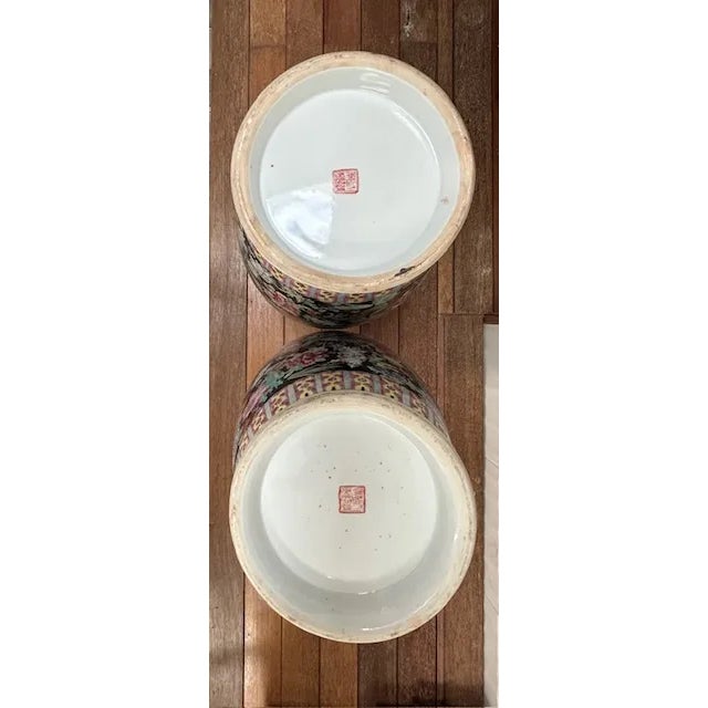 A Pair of 1920s Large Chinese Famille Noire Porcelain Vase For Sale - Image 9 of 12