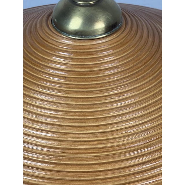 Orange Pencil Split Reed, Rattan, Bamboo & Brass Pendant Lamp, 1970s For Sale - Image 8 of 17