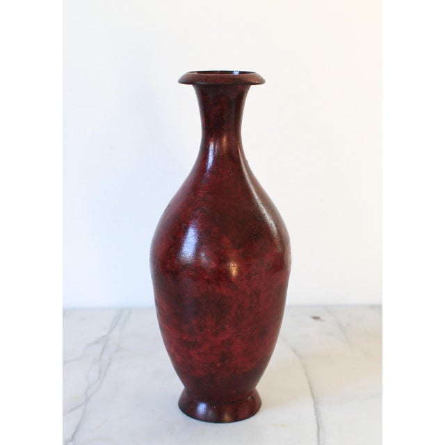 Asian Vintage Oxblood Red Asian Style Vase For Sale - Image 3 of 10