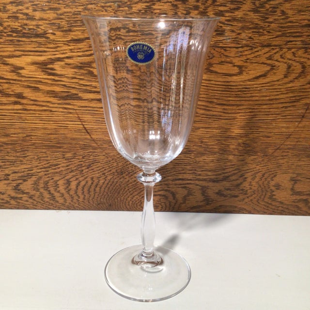 Vintage set of 6 optic crystal Bohemia Angela water goblets with original box an brochure. Elegant blown crystal with...