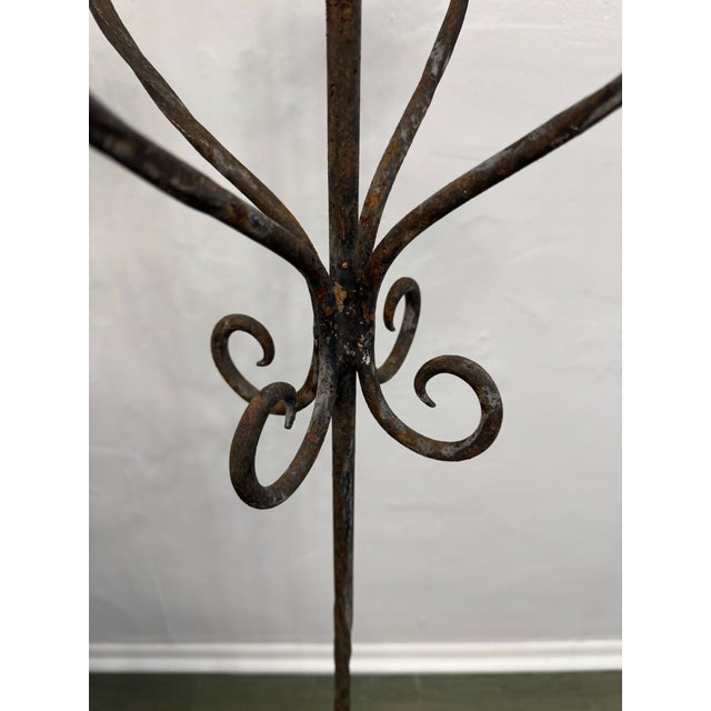 Mid 20th Century Rustic Wrought Iron Floor Candelabra, Five-Light Hand-Forged Candle Stand, Mid-20th Century For Sale - Image 5 of 9