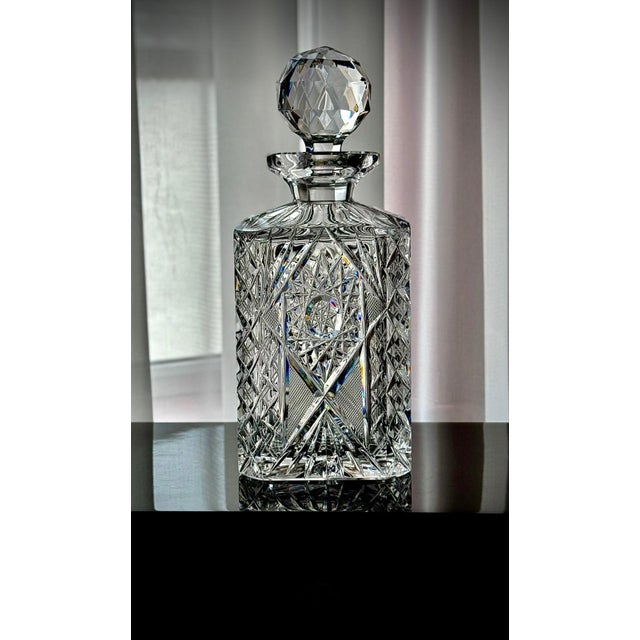 1960s Vintage Cut Crystal Decanter with Geometric Pattern, 1960s For Sale - Image 5 of 17
