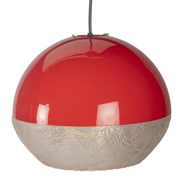 Red Plastic Ball Space Age Pendant Lamp 30cm x 30cm x 25cm Up to 250V (Europe/UK Standard).The wiring of this item may be...