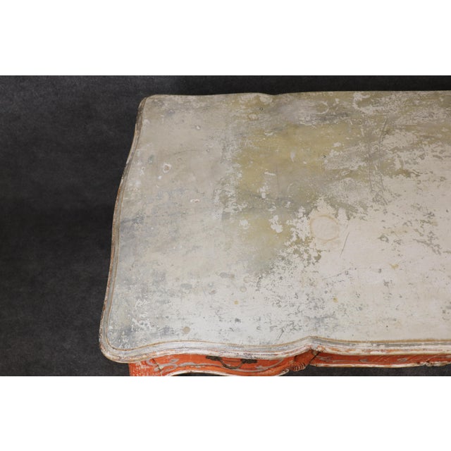 Italian Venetian Style Heavily Distressed Paint Decorated Writing Desk For Sale - Image 4 of 16
