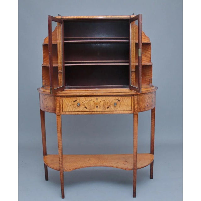 Satinwood Display Cabinet, 1800s For Sale - Image 11 of 13