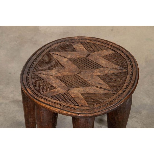 African Tribal Carved Teak Nupe Stool, 1920 For Sale - Image 11 of 11