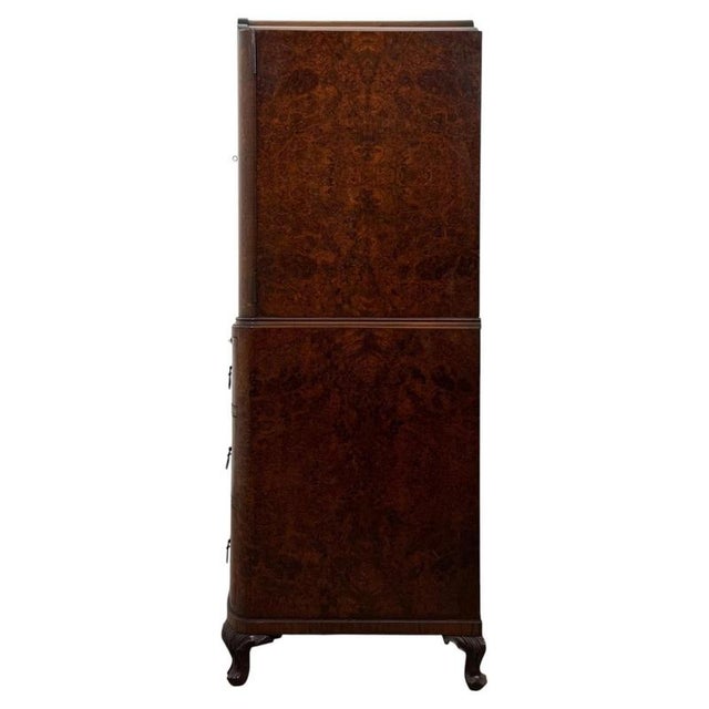 Antique English Edwardian Burr Walnut Cabinet For Sale - Image 11 of 13