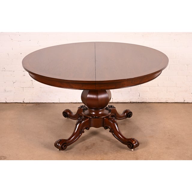 R. J. Horner Style Antique Victorian Carved Rosewood Pedestal Extension Dining Table | Newly Refinished For Sale - Image 14 of 14