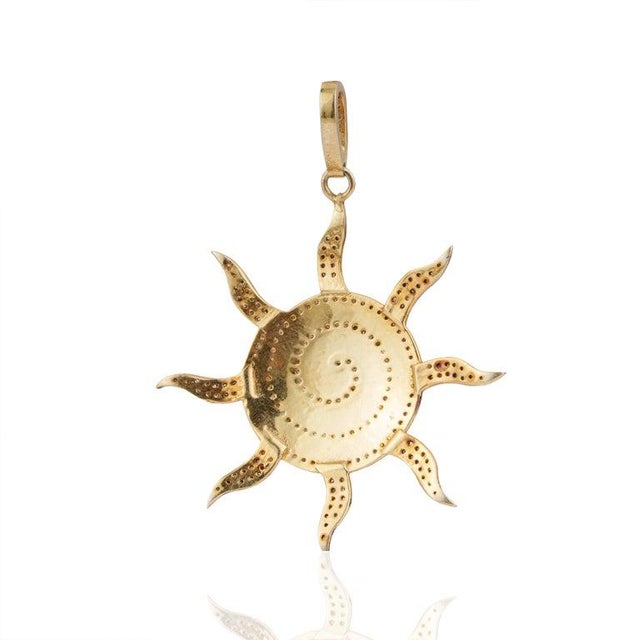 Metal Antique-Inspired Spiral Sun Diamond Pendant in Sterling Silver For Sale - Image 7 of 12