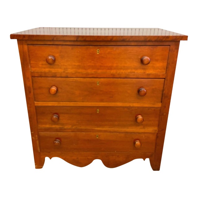 Early 20th Century Nightstand Solid Cherry Wood Dovetailed Drawers For Sale