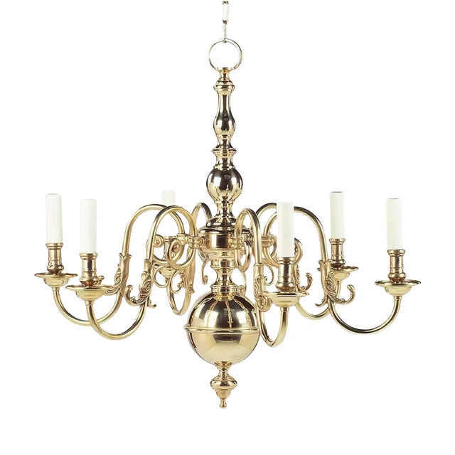 Dutch Queen Anne Brass Chandelier For Sale