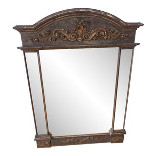 2000s Large Decorative Mirror With Carved Wooden Frame For Sale