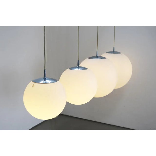 Space Age Globe Pendant Light Ball Lamp in Opal Glass & Satin from Peill & Putzler, 1970s For Sale - Image 6 of 13