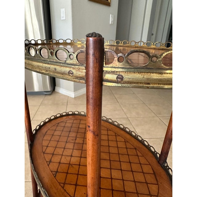 Wood French Antique Three-Tier Parquetry Etagere For Sale - Image 7 of 12
