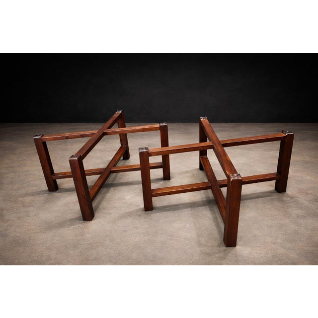 Wood Pair of Brazilian Rosewood & Pink Granite Side Tables, Brazil, 1960s For Sale - Image 7 of 14