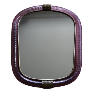 Twisted Pale Pink Murano Glass Mirror, 2000s For Sale
