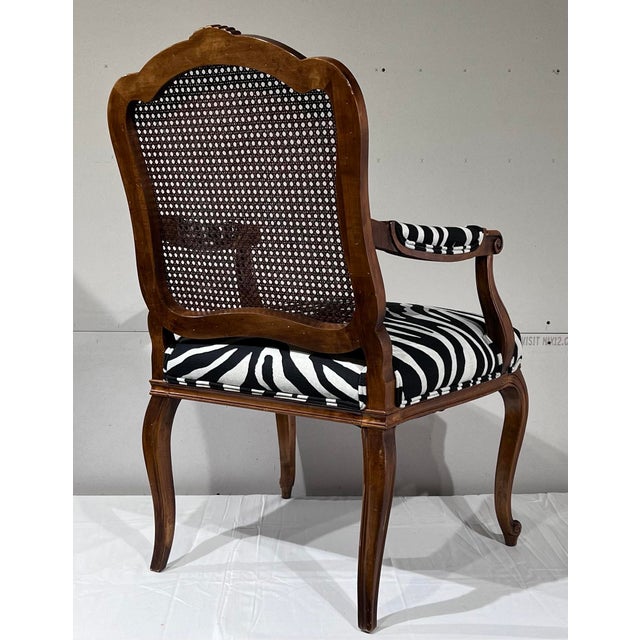 1970s Century Chair Company Cane Back Bergere Louis XV Style Zebra