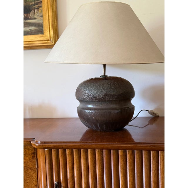 Mid-Century Modern Brown Ceramic Lamp Base, France, 1960s For Sale - Image 4 of 17