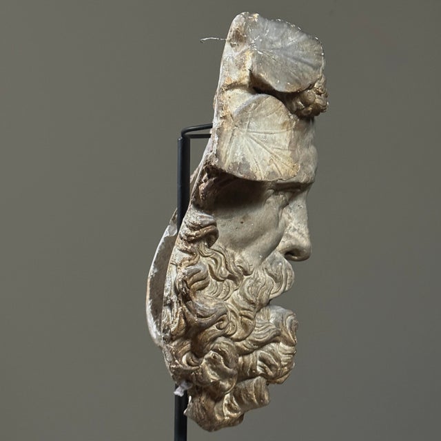 1920s Antique Neoclassical Plaster Portrait Mask of Silenus For Sale - Image 5 of 12