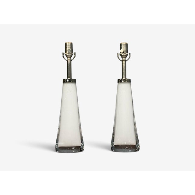 Glass 1960s Carl Fagerlund, Swedish Modern, Table Lamps, White Glass, Sweden For Sale - Image 7 of 12